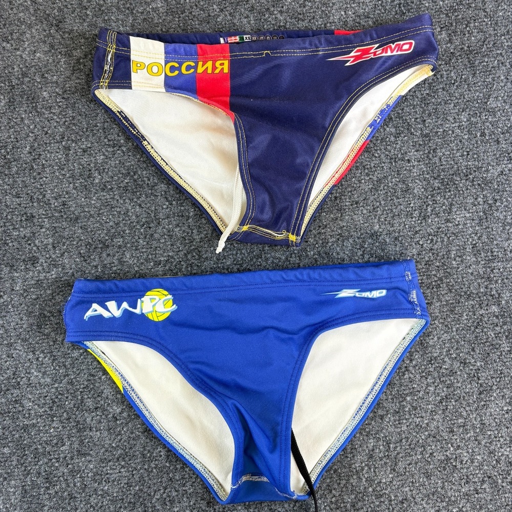 Zumo Swim Briefs Mens 28 XS Blue Russian Eagle Flag AWPC Water Polo Lot of 2